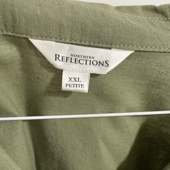 Northern Reflections Olive Green Linen Button-Up Light Jacket Women's Size XXL - Picture 7 of 8